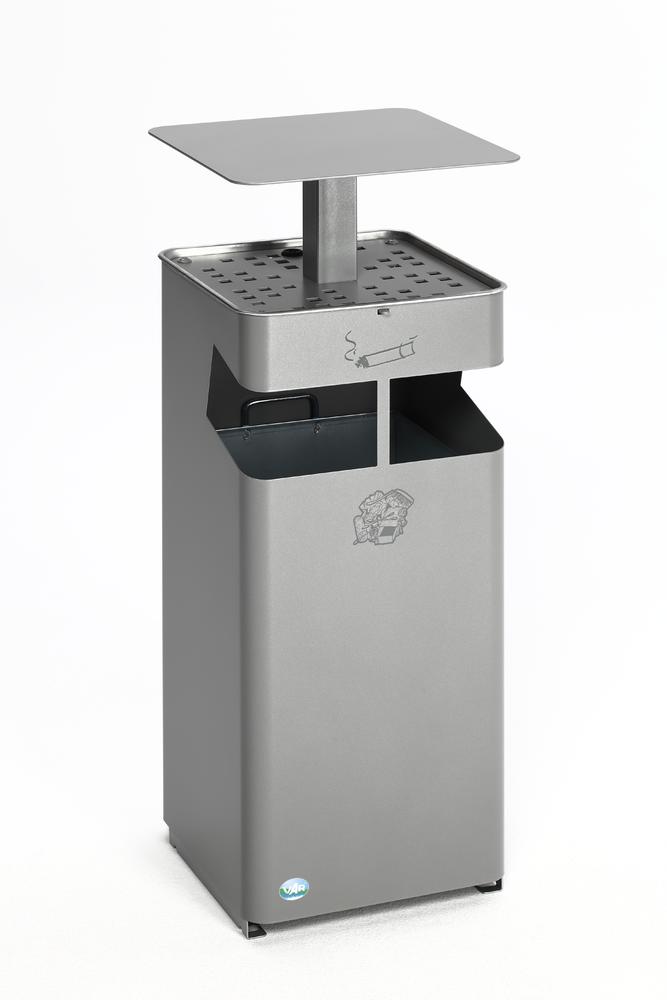Ascher/Abfallsammler mit Dach, 38 Liter | Silber | 38,00