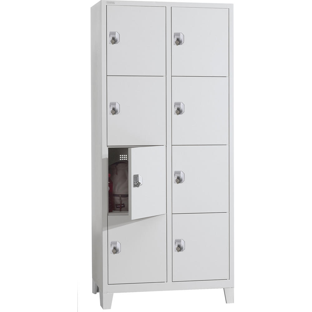 Schließfach-Stahlschrank SP PROFI SYSTEM mit Füßen | Lichtgrau RAL 7035 | mit Füßen | Drehriegelverschluss