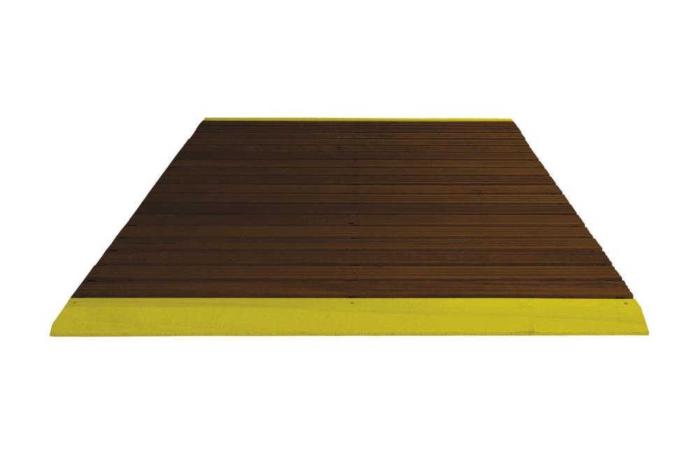 Arbeitsplatzmatte Holzrost mit Auffahrkeilen | Dunkelbraun | 1200 | mit Auffahrkeilen