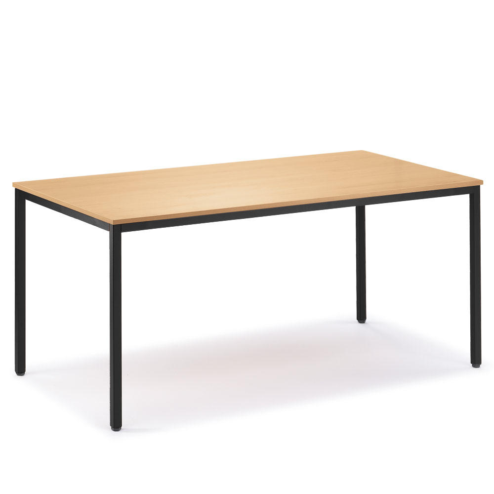 Konferenztisch BASE-MODUL | Buchedekor | 1800 | 800 | Schwarzgrau RAL 7021 | Rechteck