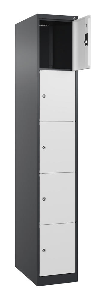 Schließfachschrank CLASSIC PLUS, bodenstehend | Verkehrsweiß RAL 9016 | Bodenstehend | Schwarzgrau RAL 7021 | 300 | 1 | 5