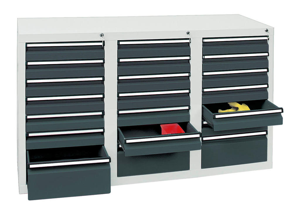 Schubladenschrank SYSTEM DTS 410, 21 Schubladen | Anthrazitgrau RAL 7016 | 900 | 1500 | 21 Schübe