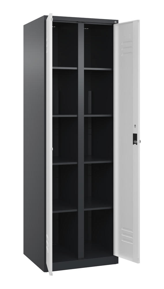 Material- und Lagerschrank, bodenstehend | Verkehrsweiß RAL 9016 | Bodenstehend | Schwarzgrau RAL 7021 | 300