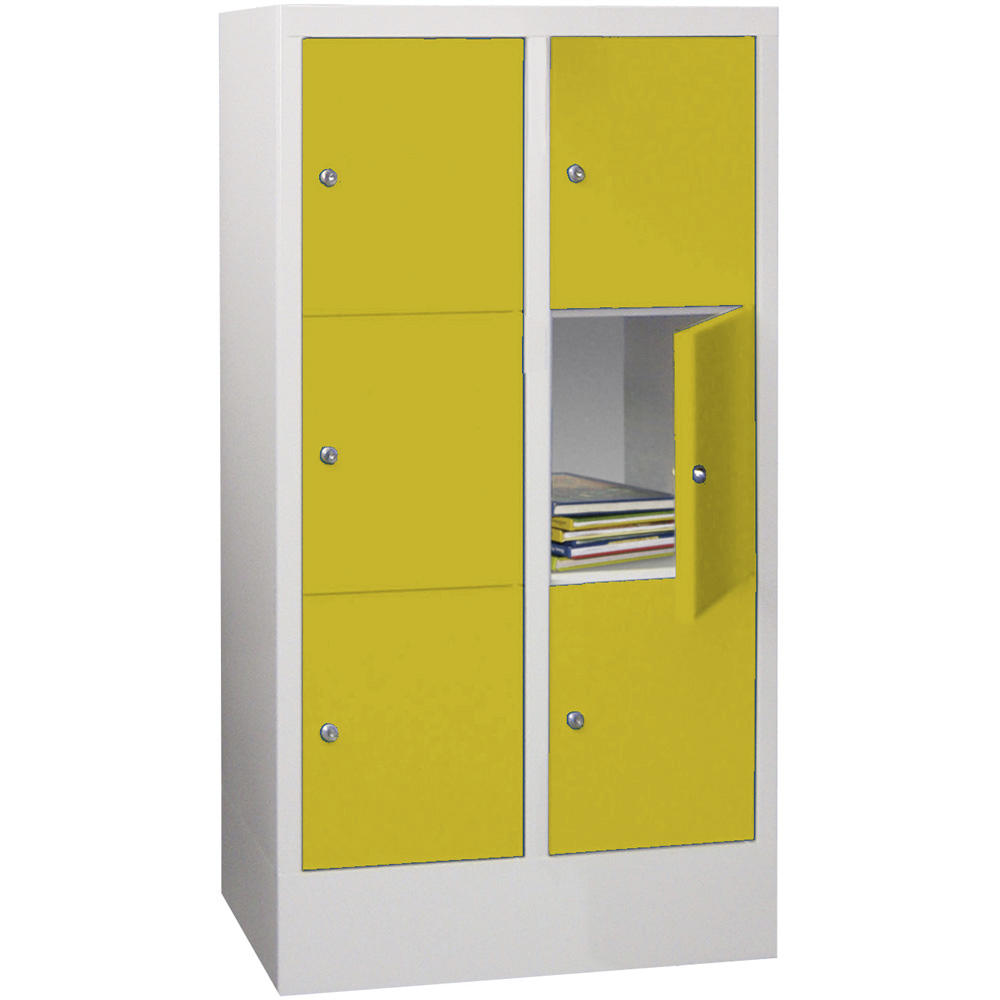 Schließfachschrank CLASSIC mit glatten Türen | Zinkgelb RAL 1018 | 300 | 2 | 6
