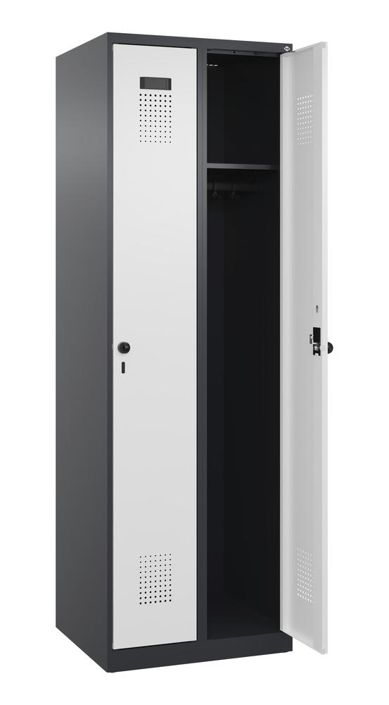 Garderoben-Stahlspind EVOLO PLUS, bodenstehend | Verkehrsweiß RAL 9016 | Bodenstehend | Schwarzgrau RAL 7021 | 300 | 2