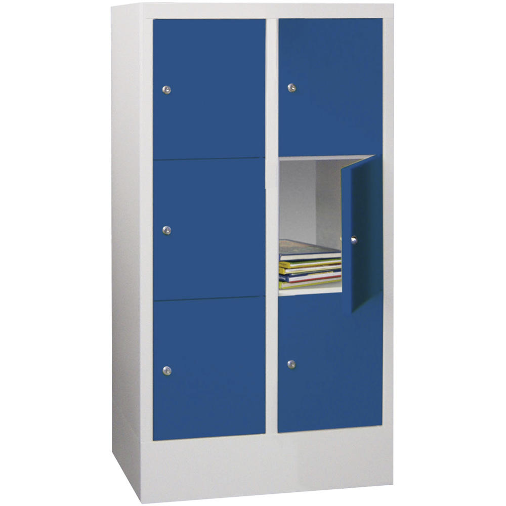 Schließfachschrank CLASSIC mit glatten Türen | Enzianblau RAL 5010 | 300 | 2 | 6