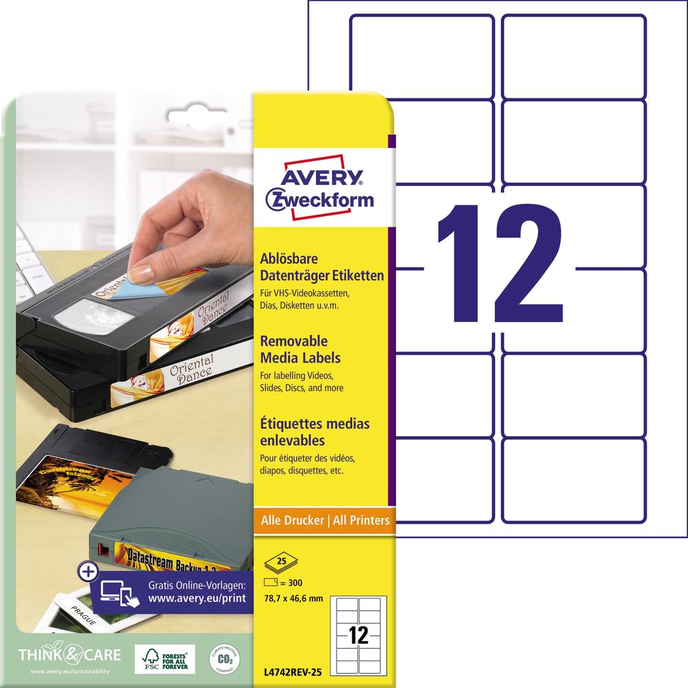 Avery Zweckform Etikett L4742REV-25 78,7x46,6mm ws