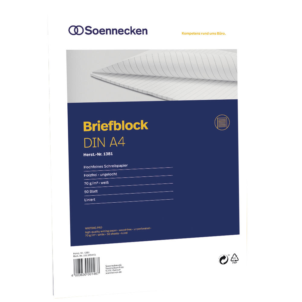 Soennecken Briefblock 1381 DIN A4 70g holzfrei