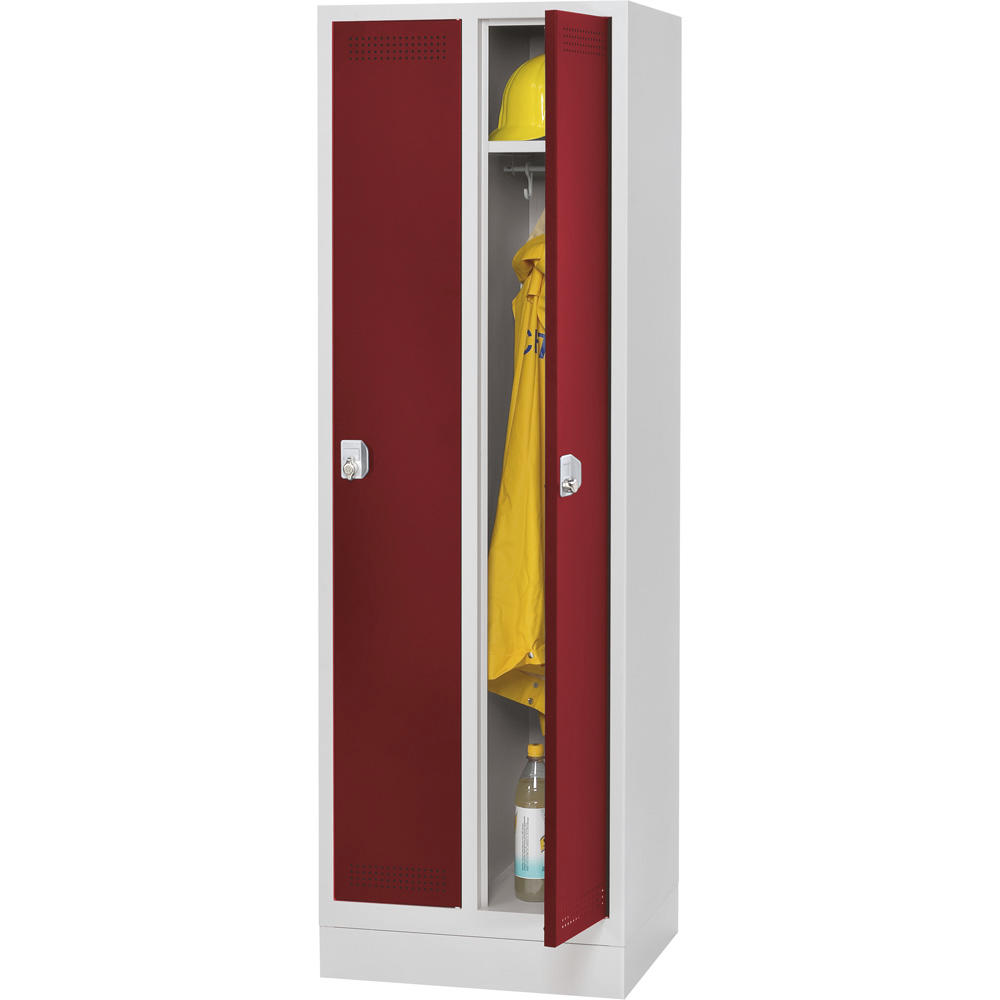 Garderoben-Stahlspind SP PROFI SYSTEM mit Sockel | Rubinrot RAL 3003 | mit Sockel | 300 | Drehriegelverschluss