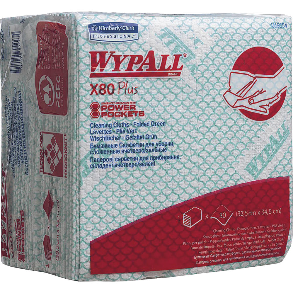 WYPALL Wischtuch X80 19154 Viertelfalz 35x34cm gn
