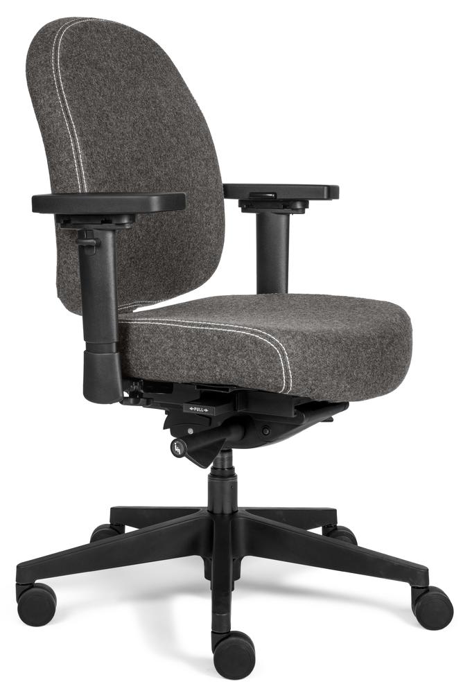 Bürostuhl SenseFIT DV mit Armlehnen | Grau | Standard Rückenlehne | Schwarz | ohne Kopfstütze