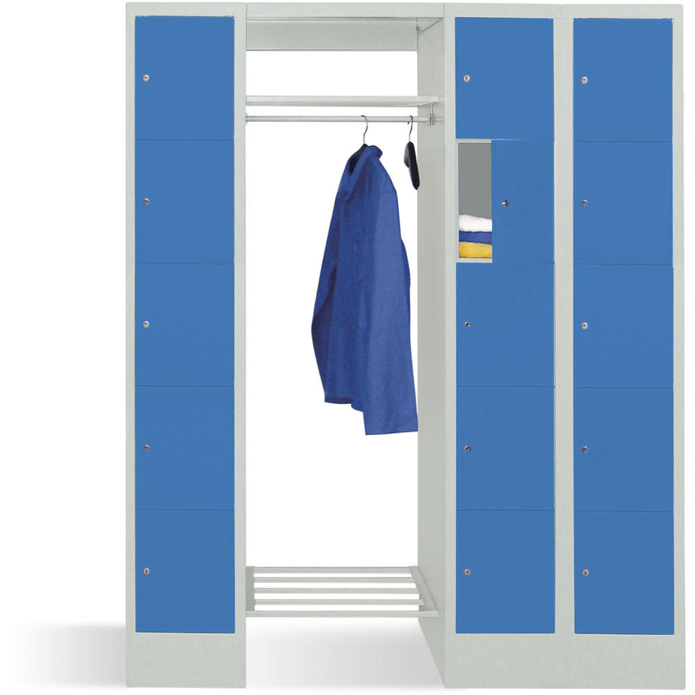 Garderobe mit Schließfachschränken BASIC | Lichtblau RAL 5012 | 300 | 2 | 15