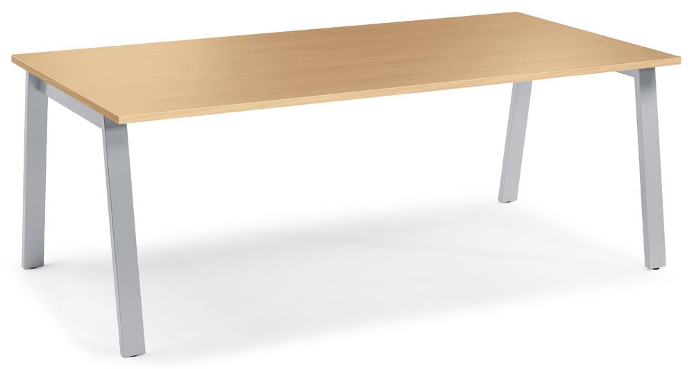 Konferenztisch DELTA RIO | Buchedekor | 2000 | Alusilber RAL 9006