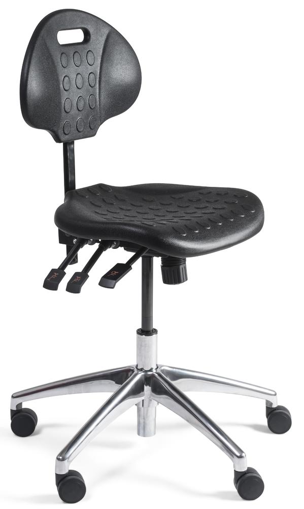 Arbeitsstuhl LAVO DELUXE PLUS | Fußkreuz mit Rollen | Poliert