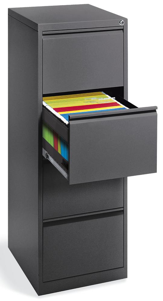 Hängeregisterstahlschrank BASE LINE - 4 Schübe | Anthrazit