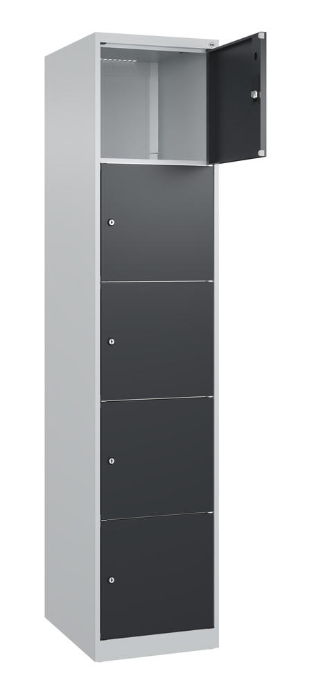Schließfachschrank CLASSIC PLUS, bodenstehend | Schwarzgrau RAL 7021 | Bodenstehend | Lichtgrau RAL 7035 | 400 | 1 | 5