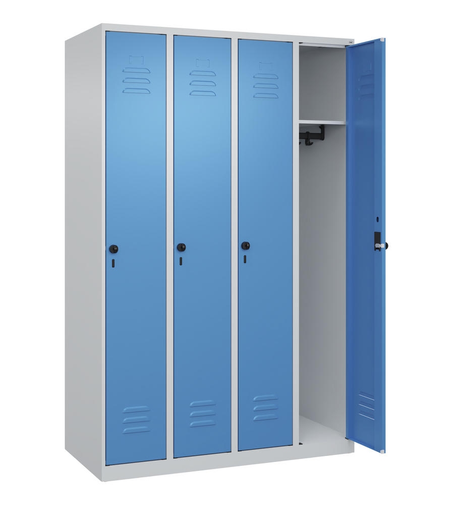 Garderoben-Stahlspind CLASSIC PLUS, bodenstehend | Lichtblau RAL 5012 | Bodenstehend | Lichtgrau RAL 7035 | 300 | 4