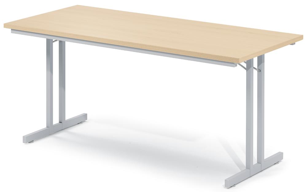 Klapptisch BASE-MODUL | Ahorndekor | 1600 | Alusilber RAL 9006