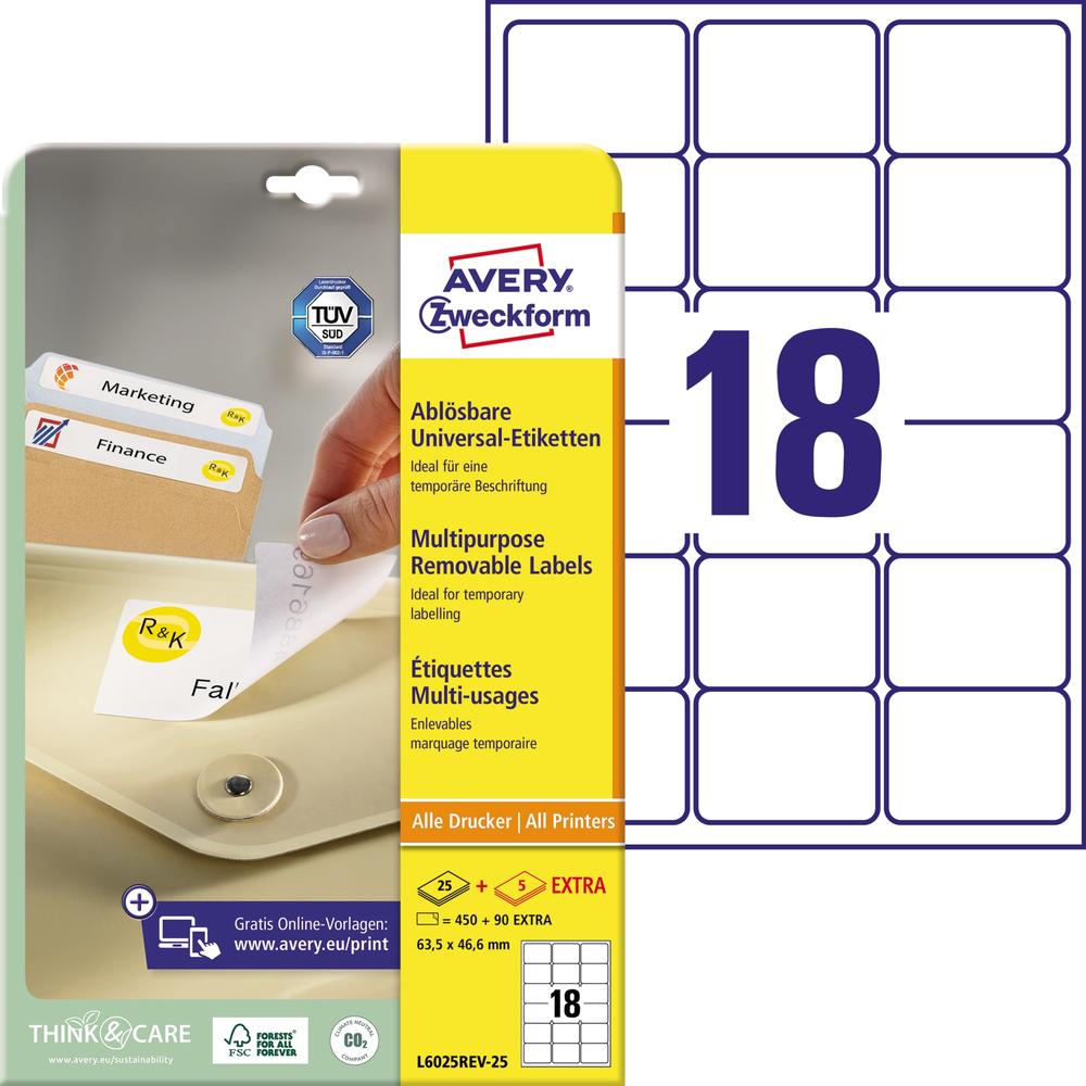 Avery Zweckform Etikett L6025REV-25 63,5x46,6mm