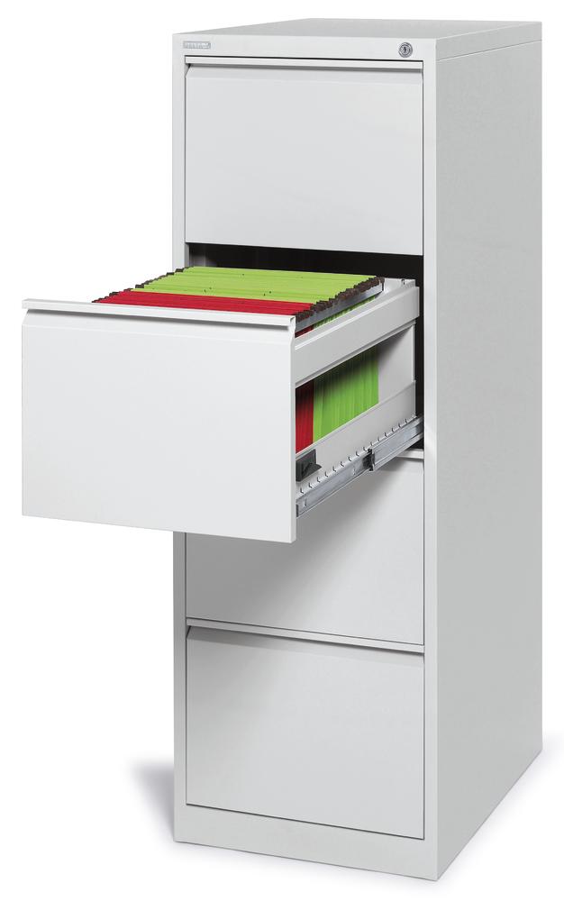 Hängeregisterstahlschrank BASE LINE - 4 Schübe | Lichtgrau