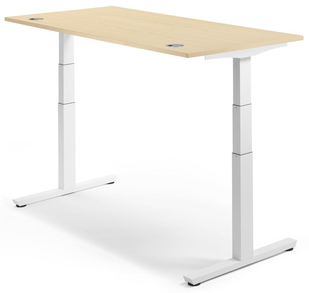 Höhenverstellbarer Schreibtisch COMFORT II PROFI MODUL | Ahorndekor | 1600 | Weiß