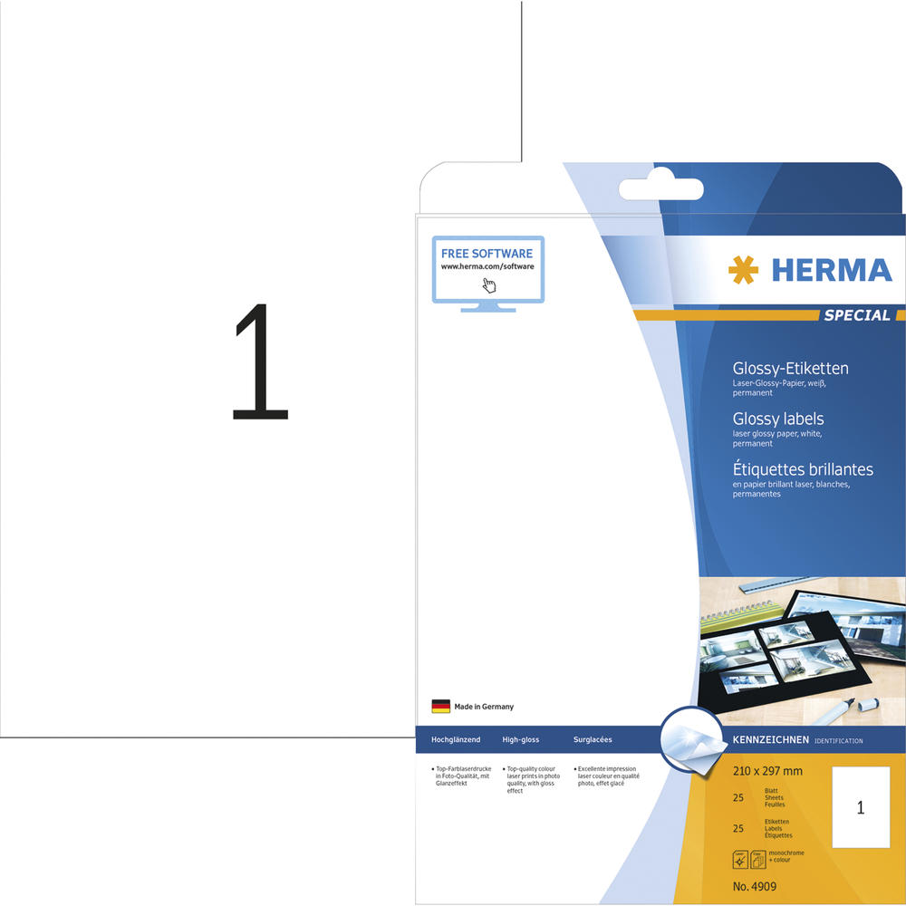 HERMA Etikett Special 4909 210x297mm weiß 25