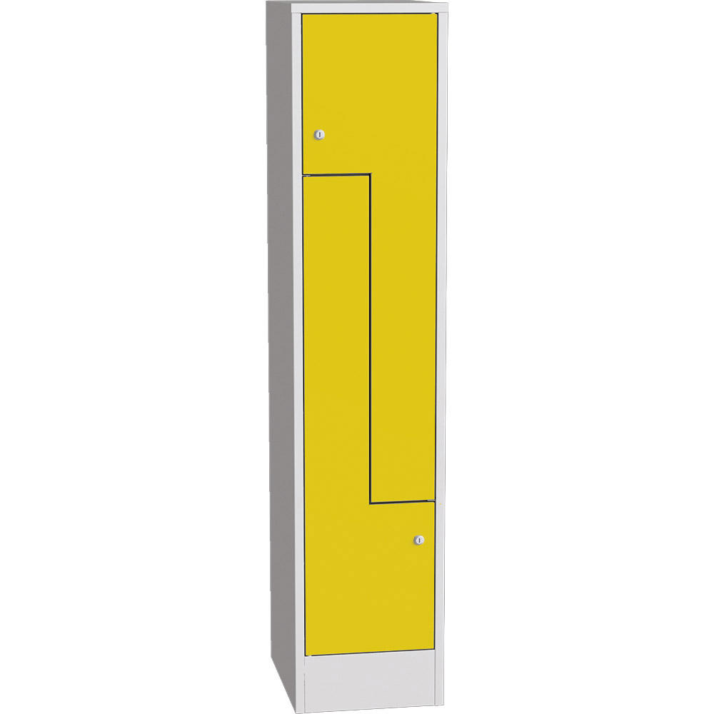Z-Garderoben Stahlspind mit glatten Türen | Verkehrsgelb RAL 1023 | 400 | Drehriegelverschluss