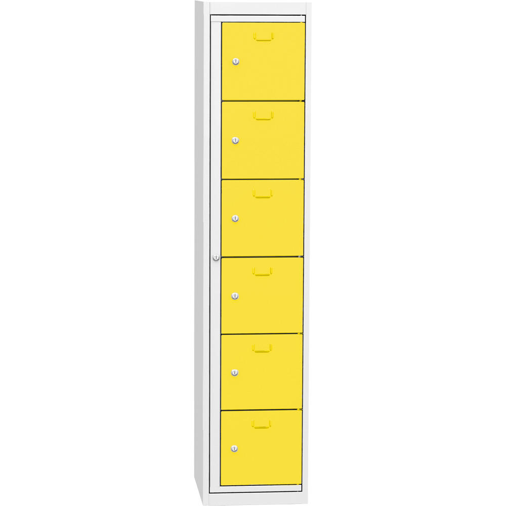 Wäscheausgabeschrank mit 6 Ausgabefächern | Verkehrsgelb RAL 1023 | Zylinderschloss
