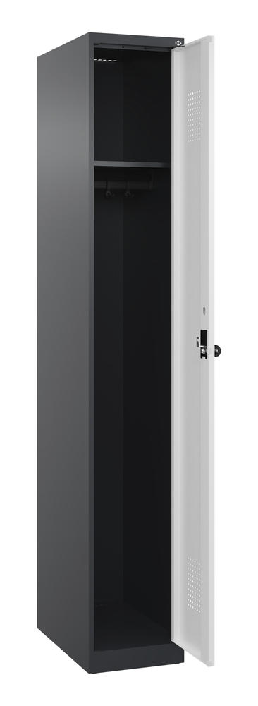 Garderoben-Stahlspind EVOLO PLUS, bodenstehend | Verkehrsweiß RAL 9016 | Bodenstehend | Schwarzgrau RAL 7021 | 300 | 1