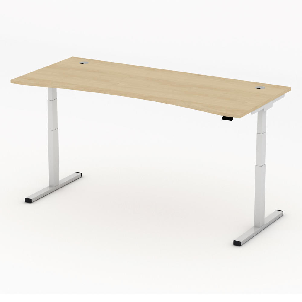 Höhenverstellbarer Schreibtisch MULTI MODUL-PRO | Buchedekor | 1800 | Alusilber