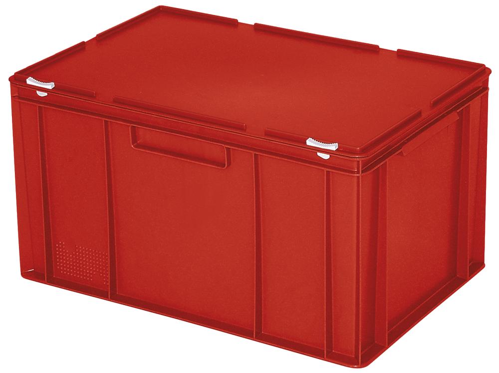 Euronorm-Behälter mit Deckel | Rot | B 400 x H 330 x L 600 mm | 63,00