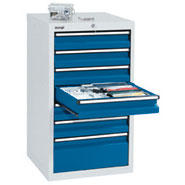 Schubladenschrank SYSTEM DTS 410, 7 Schubladen | Enzianblau RAL 5010 | 900 | 500 | 7 Schübe