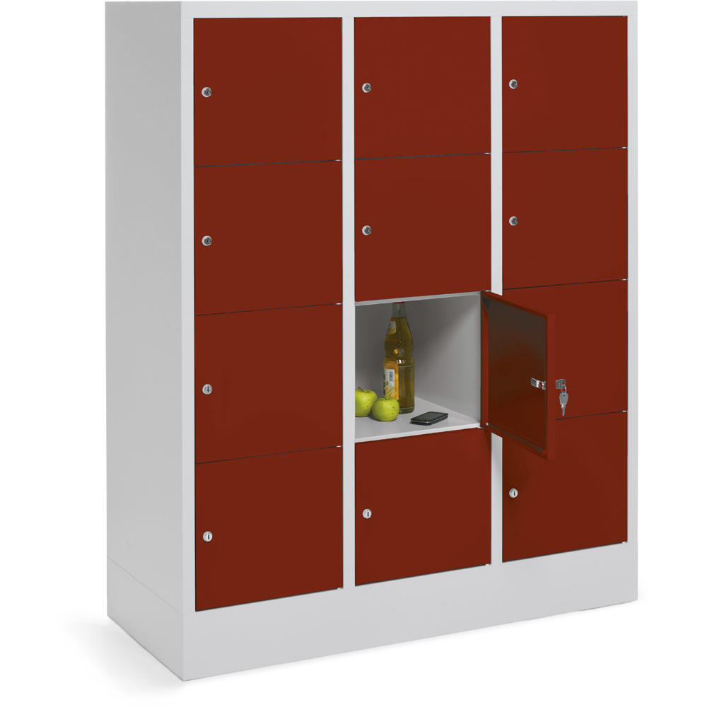 Schließfachschrank CLASSIC mit glatten Türen | Rubinrot RAL 3003 | 400 | 3 | 12
