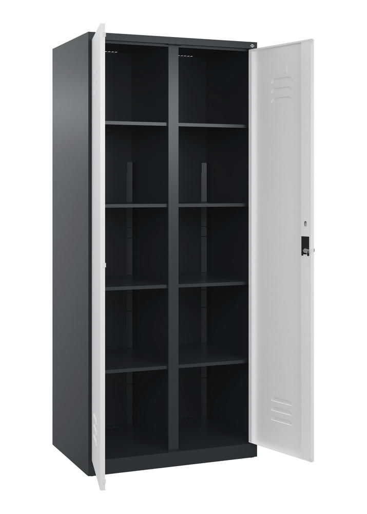 Material- und Lagerschrank, bodenstehend | Verkehrsweiß RAL 9016 | Bodenstehend | Schwarzgrau RAL 7021 | 400