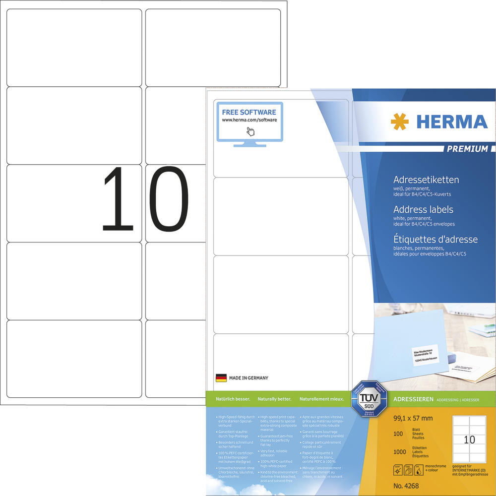 HERMA Etikett PREMIUM 4268 99,1x57mm matt ws 1.000