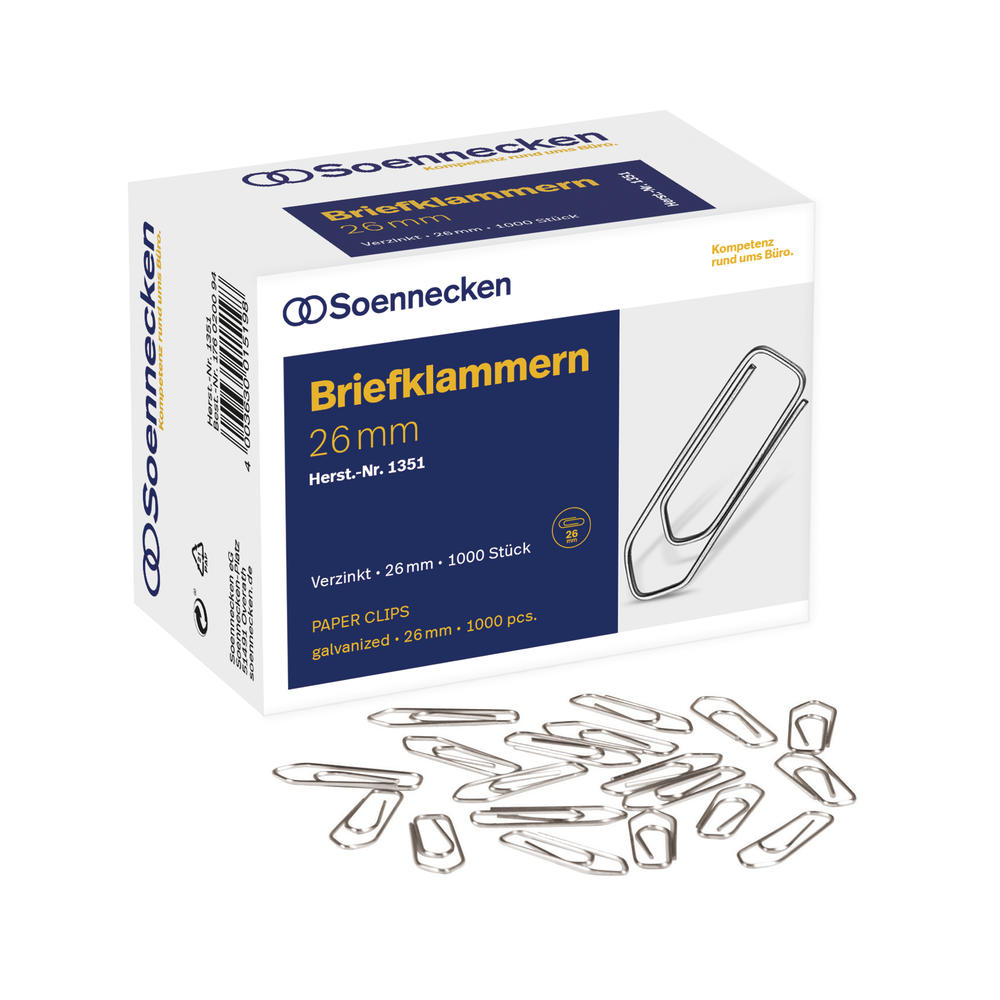 Soennecken Briefklammer 1351 26mm verzinkt 1.000