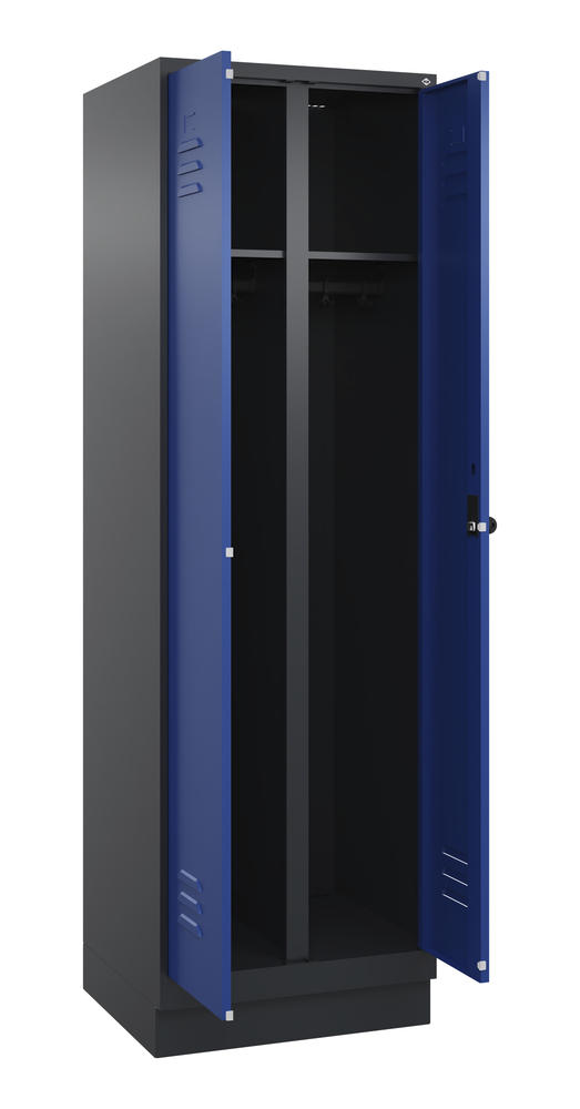 Arbeitsstättenspind CLASSIC PLUS, mit Sockel | Enzianblau RAL 5010 | mit Sockel | Schwarzgrau RAL 7021 | 300 | 2
