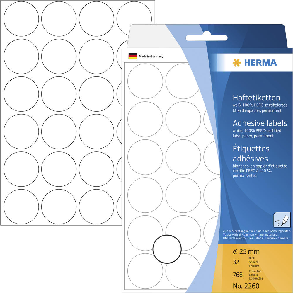 HERMA Markierungspunkt 2260 25mm Papier weiß 768