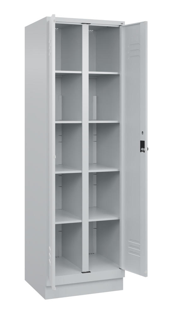 Material- und Lagerschrank, mit Sockel | Lichtgrau RAL 7035 | mit Sockel | Lichtgrau RAL 7035 | 300