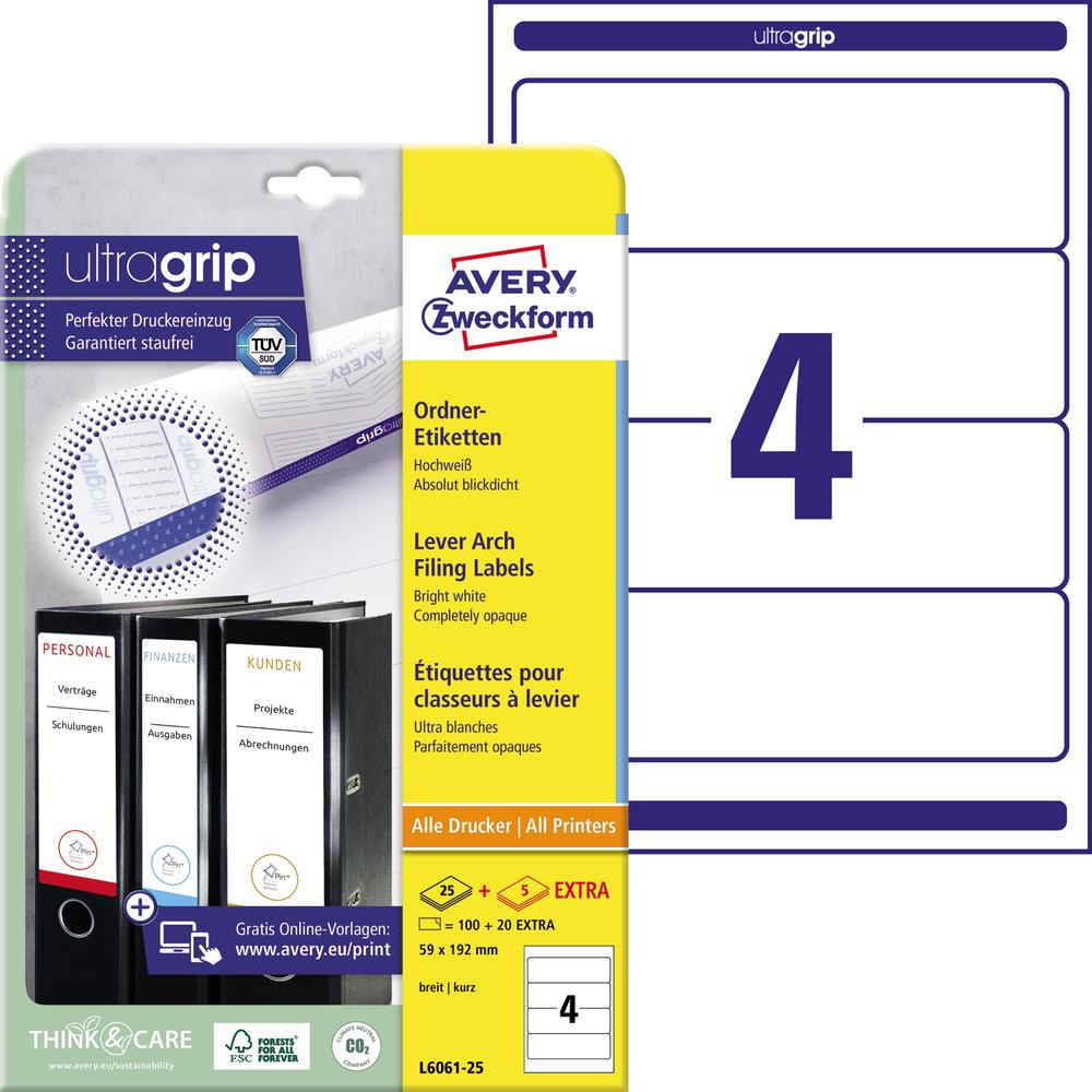 Avery Zweckform Ordneretikett L6061-25 59x192mm ws