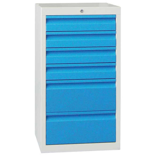 Schubladenschrank SB 100 | Lichtblau RAL 5012 | 500 | 6 Schübe