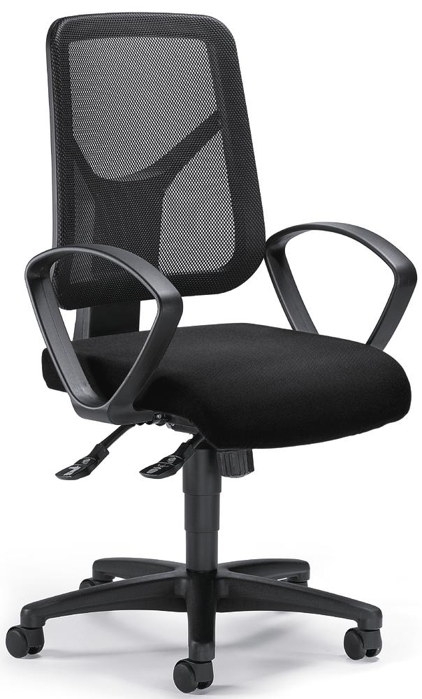 Bürostuhl COMFORT R NET mit Armlehnen | Schwarz/Schwarz | feste Armlehnen