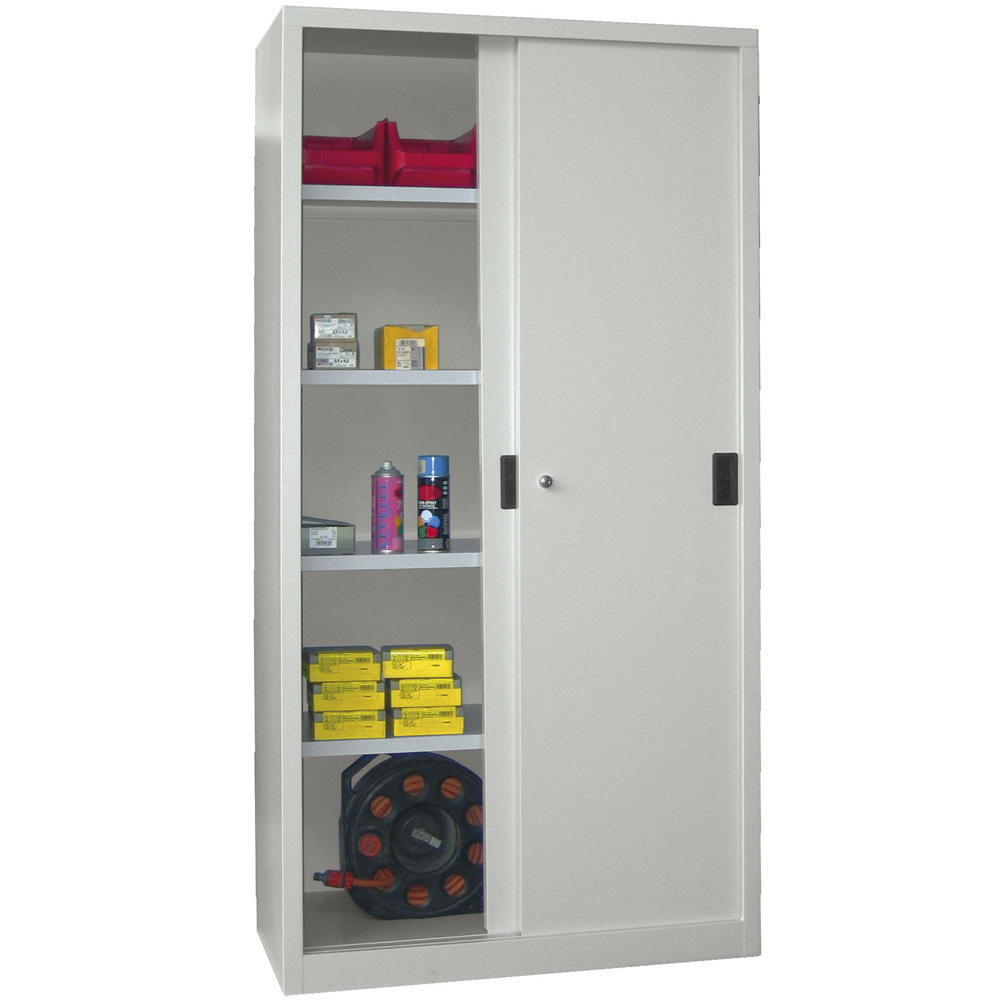 Schiebetüren-Stahlschrank SYSTEM FLEX | Lichtgrau RAL 7035 | 1000 | 500 | mit Stahltüren