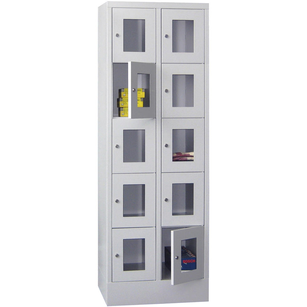 Schließfachschrank CLASSIC mit Sichtfenstertüren | Lichtgrau RAL 7035 | 300 | 2 | 10