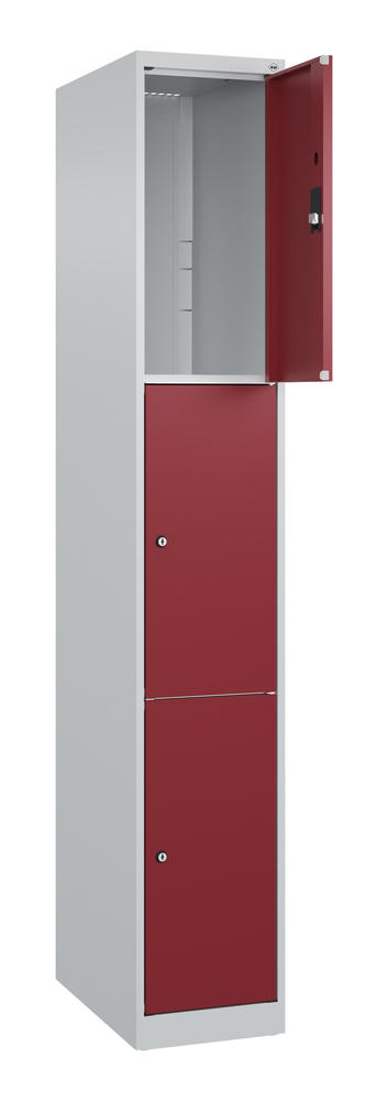 Schließfachschrank CLASSIC PLUS, bodenstehend | Rubinrot RAL 3003 | Bodenstehend | Lichtgrau RAL 7035 | 300 | 1 | 3