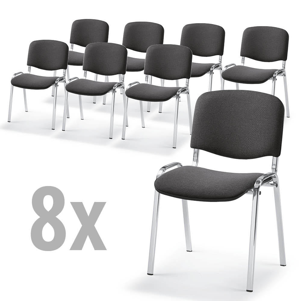 8 Besucherstühle ISO - Stoff Basic, 3 Gestellfarben