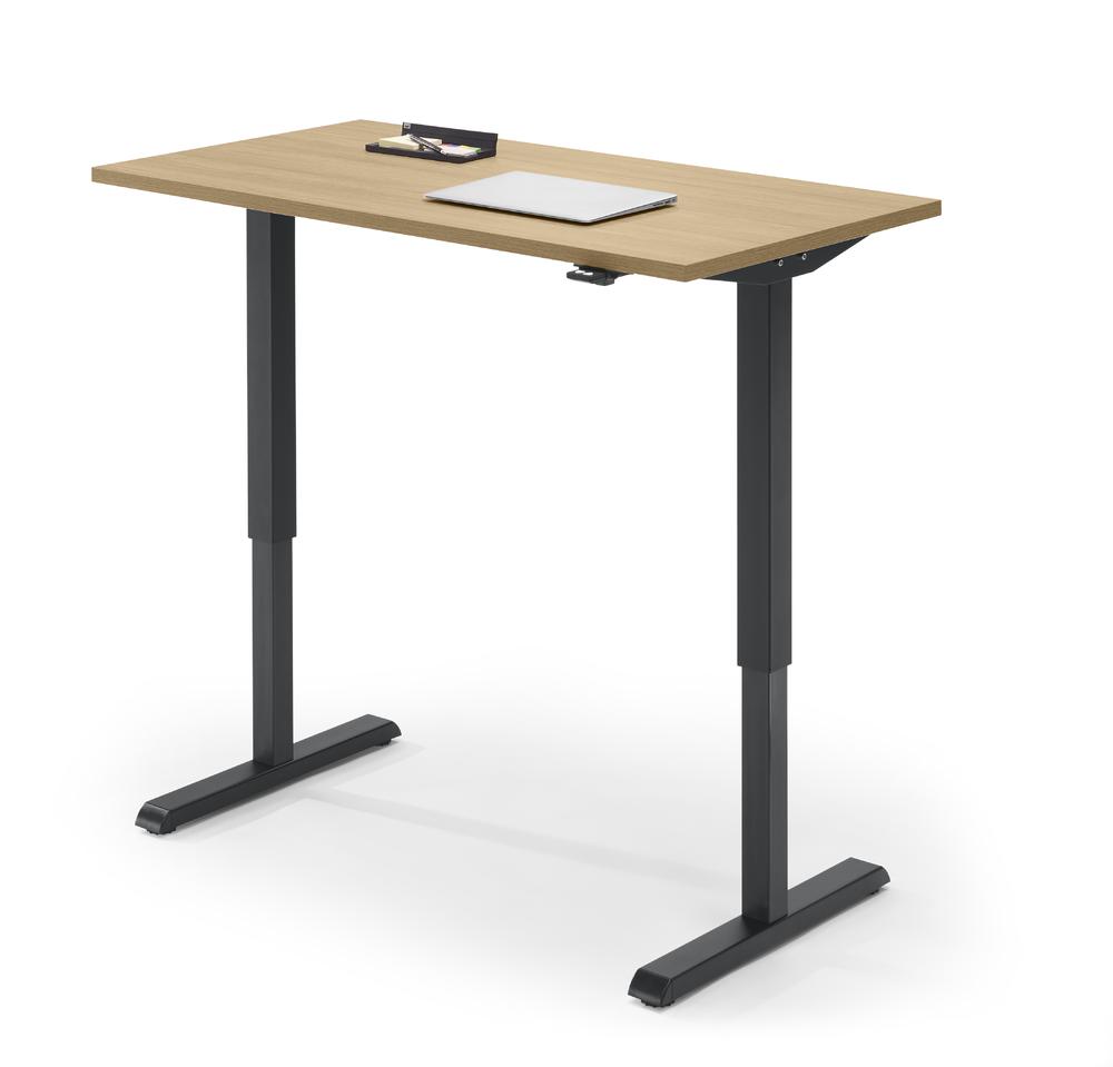 Höhenverstellbarer Schreibtisch Tiefe 650 mm | Eiche hell | 1600 | Schwarz