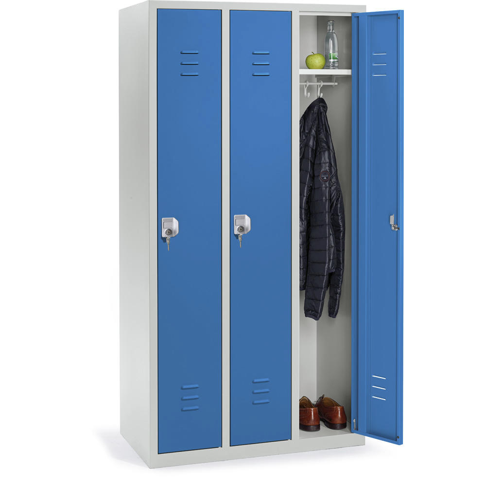Garderoben-Stahlspind SYSTEM SP2 bodenstehend | Himmelblau RAL 5015 | Bodenstehend | 300 | Zylinderschloss