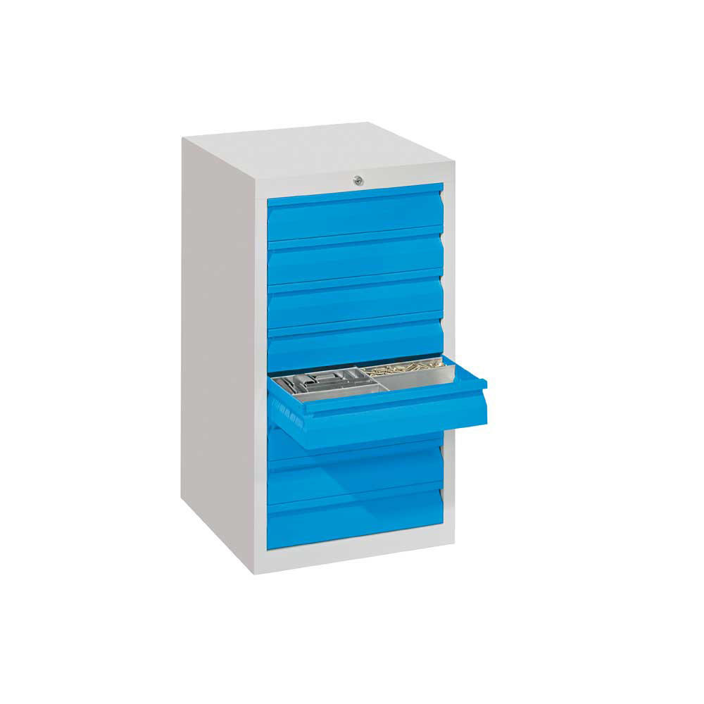 Schubladenschrank SB 100 | Lichtblau RAL 5012 | 500 | 8 Schübe