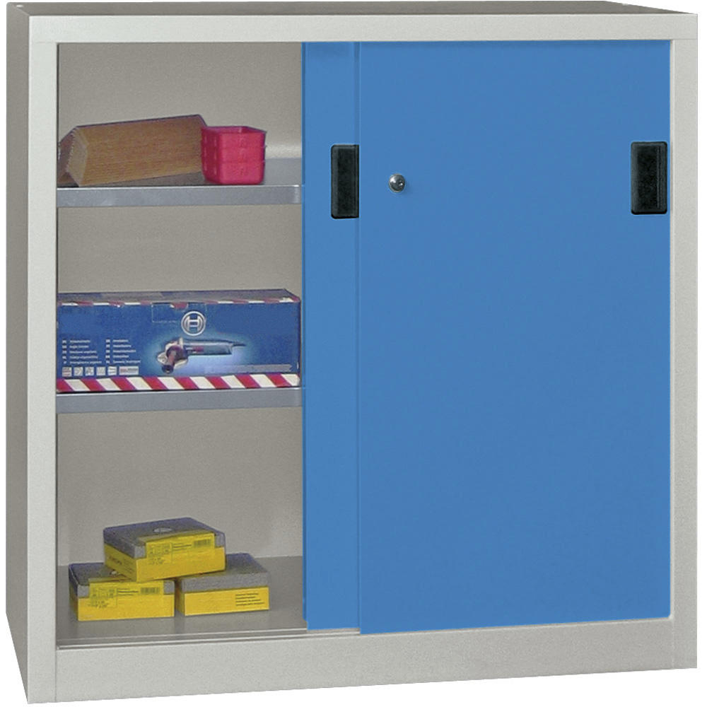 Schiebetüren-Stahlschrank SYSTEM FLEX | Lichtblau RAL 5012 | 1500 | 400 | mit Stahltüren